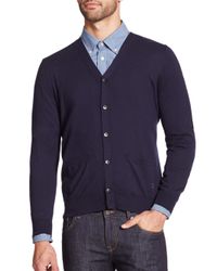 Façonnable | Blue Cotton & Cashmere Cardigan for Men | Lyst
