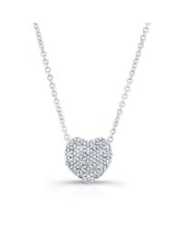 Anne Sisteron | 14kt White Gold Diamond Rounded Heart Necklace | Lyst