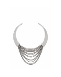 Diane von Furstenberg | Metallic Silver Multi Chain Sculptural Collar Necklace | Lyst