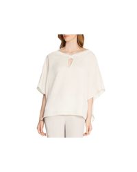 Halston | White Hammered Keyhole Top | Lyst