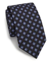 Saks Fifth Avenue | Blue Diamond Print Silk & Wool Tie for Men | Lyst