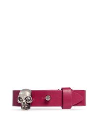 Alexander McQueen | Pink Skull Leather Bracelet | Lyst