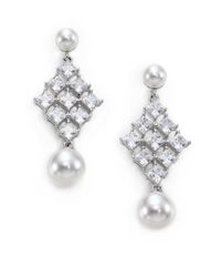 Adriana Orsini | Metallic Garden Gate Faux Pearl Kite Drop Earrings/silvertone | Lyst