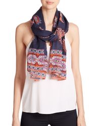 Tory Burch | Blue Dapper Paisley-Print Wool Scarf | Lyst