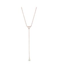 Anne Sisteron - Metallic 14kt Rose Gold Diamond And Pearl Lariat Necklace - Lyst