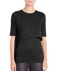 Elie Tahari | Black Short-sleeve Asymmetrical Overlay Alexia Tee | Lyst