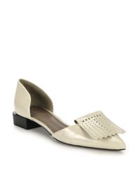 Tory Burch | Natural Hyde Leather Perforated Fringe Flats | Lyst