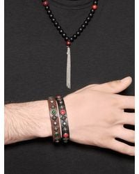 HTC Hollywood Trading Company | Brown Studded Leather Bracelet for Men | Lyst