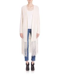 360cashmere | White Quincy Long Fringe-hem Cardigan | Lyst