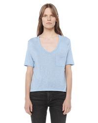 Alexander Wang | Blue Classic Cropped Tee With Pocket | Lyst