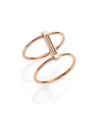 Sydney Evan | Pink Ruby, Diamond & 14k Rose Gold Bar Swivel Ring | Lyst