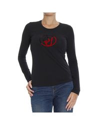 Armani Jeans | Black T-shirt Long Sleeve Crewneck With Logo | Lyst