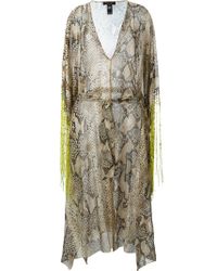 Roberto Cavalli | Natural Fringed Snakeskin Print Dress | Lyst