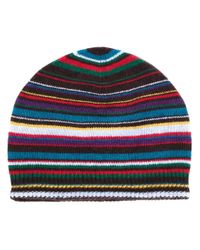 Paul Smith | Black Multistripe Beanie Hat for Men | Lyst