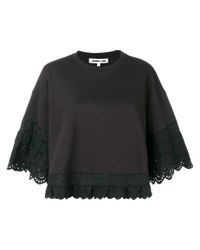 T-shirt à ourlet à broderies anglaises McQ Alexander McQueen en coloris Black