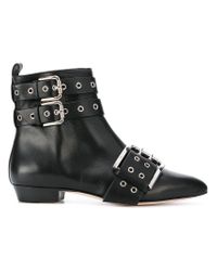 RED Valentino - Black Buckled Ankle Boots - Lyst