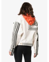 Versace White Logo Print Hooded Denim Jacket