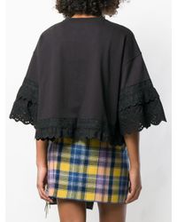 T-shirt à ourlet à broderies anglaises McQ Alexander McQueen en coloris Black
