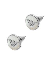 Emporio Armani - Metallic Sterling Silver And Mother Of Pearl Signature Women's Earrings - Lyst