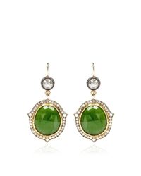 Sylva & Cie | Green Agate, Emerald And Diamond Drop Earrings | Lyst
