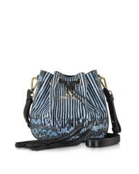 Roberto Cavalli - Drawstring Powder Blue Elaphe Snakeskin Bucket Bag - Lyst