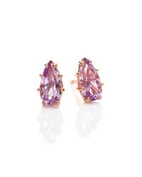KALAN by Suzanne Kalan | Pink Papillon Rose De France & 14k Rose Gold Pear Stud Earrings | Lyst