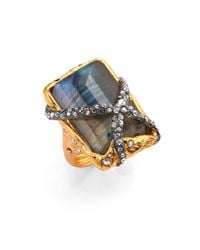 Alexis Bittar | Metallic Elements Phoenix Labradorite Rocky Rectangle Ring | Lyst