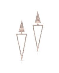 Anne Sisteron - Pink 14kt Rose Gold Diamond Open Triangle Drop Earrings - Lyst