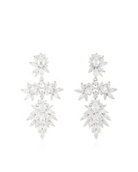 Fallon | Metallic Rhodium Plated Cubic Zirconia Marquis Chandelier Earrings | Lyst