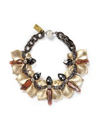 Assad Mounser | Metallic Stone Crystal Orchid Link Necklace | Lyst