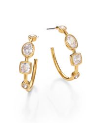 Adriana Orsini | Metallic Sway Mixed Bezel Hoop Earrings/0.8 | Lyst