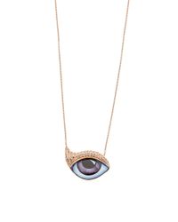 Lito | Blue 14K Rose Gold Necklace With Purple Eye | Lyst