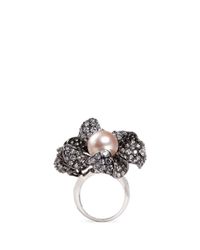 Anabela Chan | Pink 'blossom Pearl' Diamond Pavé 18k Black Gold Ring | Lyst