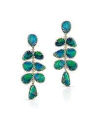 Anne Sisteron | Blue 14kt Yellow Gold Opal Diamond Drop Earrings | Lyst