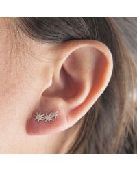 Anne Sisteron | Metallic 14kt Yellow Gold Diamond Triple Starburst Earrings | Lyst