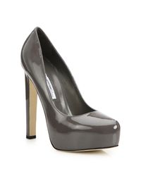 Brian Atwood | Gray Maniac Patent Leather Platform Pumps | Lyst