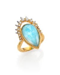 Alexis Bittar | Blue Elements Gilded Muse D'ore Amazonite & Crystal Spiky Pear Ring | Lyst