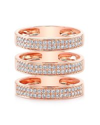 Anne Sisteron - Pink 14kt Rose Gold Diamond Large Triple Bar Ring - Lyst