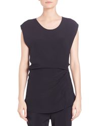3.1 Phillip Lim | Black Ruched Cap-sleeve Top | Lyst