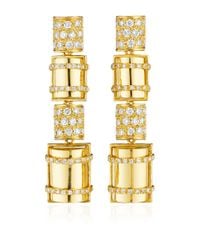 Faraone Mennella | Metallic 18k Yellow Gold Bullet Earrings with White Diamonds | Lyst
