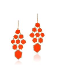 Anne Sisteron - Metallic 14kt Yellow Gold Coral Diamond Chandelier Earrings - Lyst