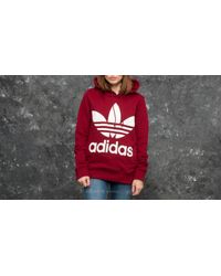 Adidas Originals Red Adidas Trefoil Hoodie Collegiate Burgundy