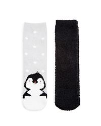 Lyst Forever 21 Solid Penguin Print Plush Socks 2 Pack