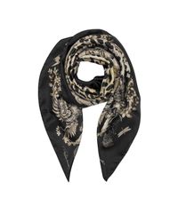 Roberto Cavalli - Natural Black Pattern And Leopard Print Silk Square Scarf - Lyst