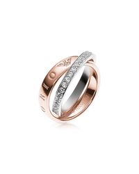 Emporio Armani - Pink Heritage Rose Goldtone Double Ring W/crystals - Lyst