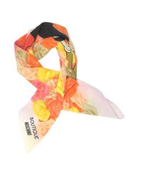 Moschino - Boutique Pink And Multicolor Olive Oyl Cartoon & Roses Printed Crepe Silk Square Scarf - Lyst