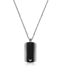 Emporio Armani - Metallic Men's Signature Dog Tag Necklace for Men - Lyst