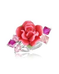 Dolci Gioie - Sterling Silver Red Rose Ring - Lyst