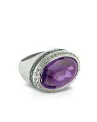 Azhar - Purple Cubic Zirconia Sterling Silver Oval Cocktail Ring - Lyst