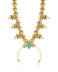 Aurelie Bidermann - Metallic Navaho Gold Plated, Horn And Turquoise Pendant Necklace - Lyst